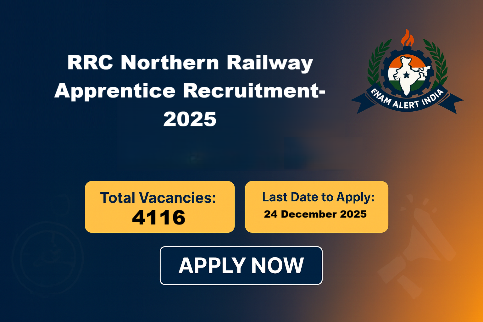 RRC Northern Railway Apprentice Recruitment 2025: Apply Online for 4116 Vacancies